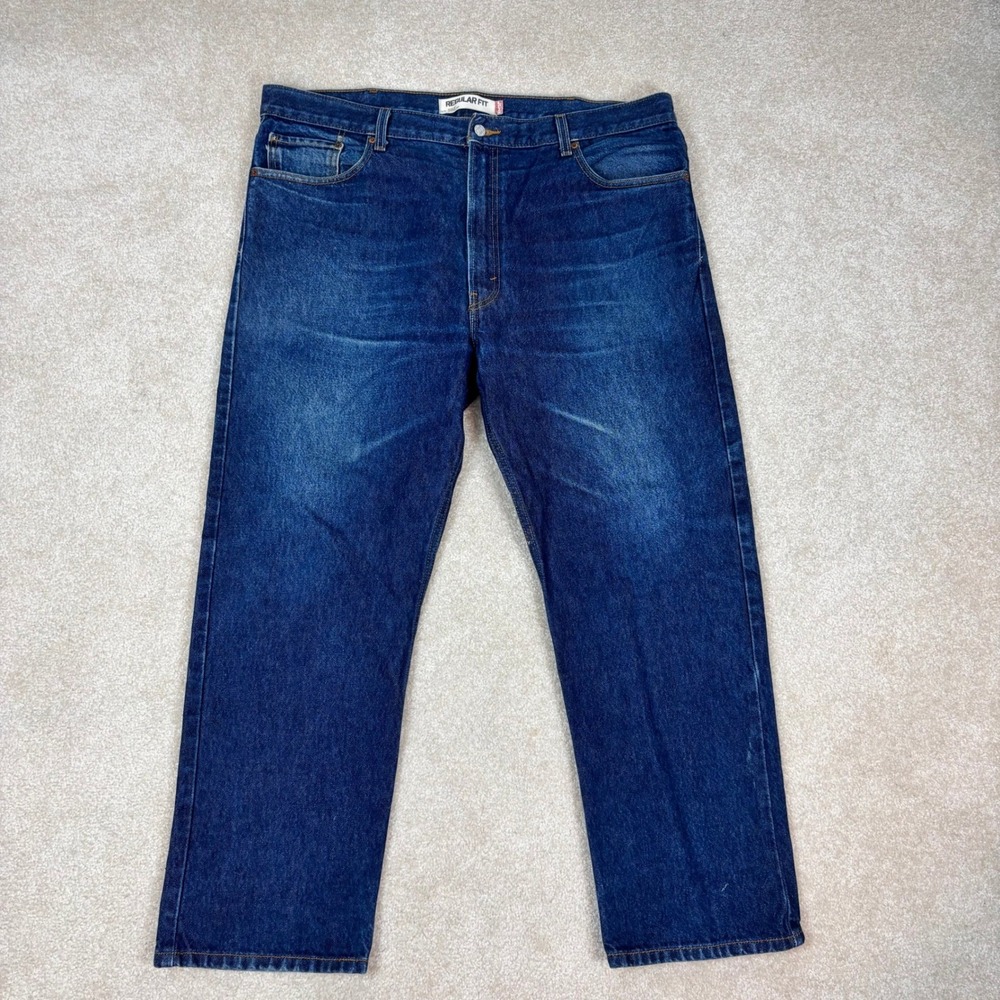 Levis 505 Regular Fit Jeans Mens 42x30 Dark Wash Blue Straight Leg Denim Pants